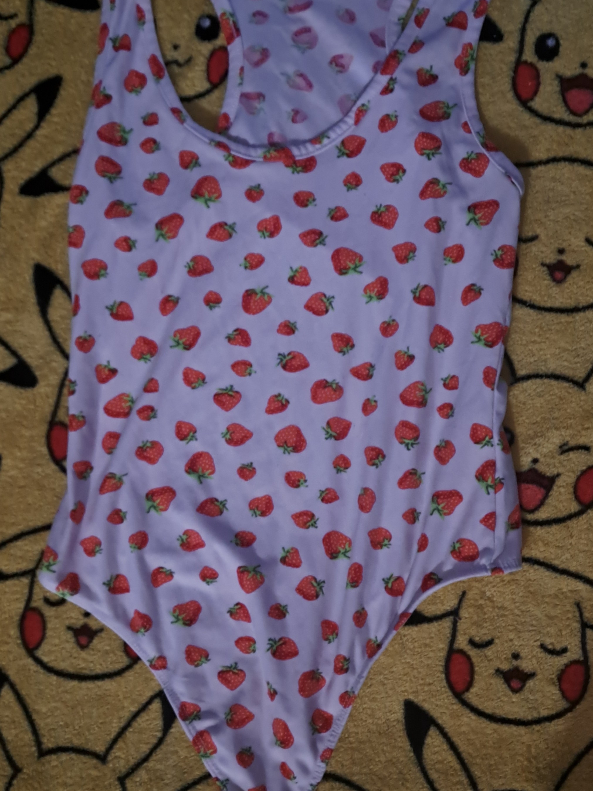 White Strawberry Print Bodysuit